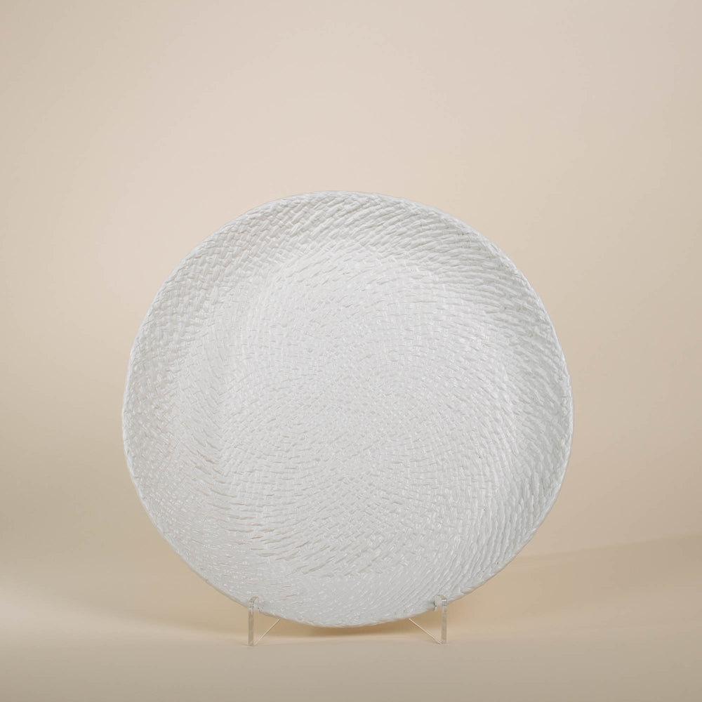 
                  
                    White Cross Weave Platter
                  
                