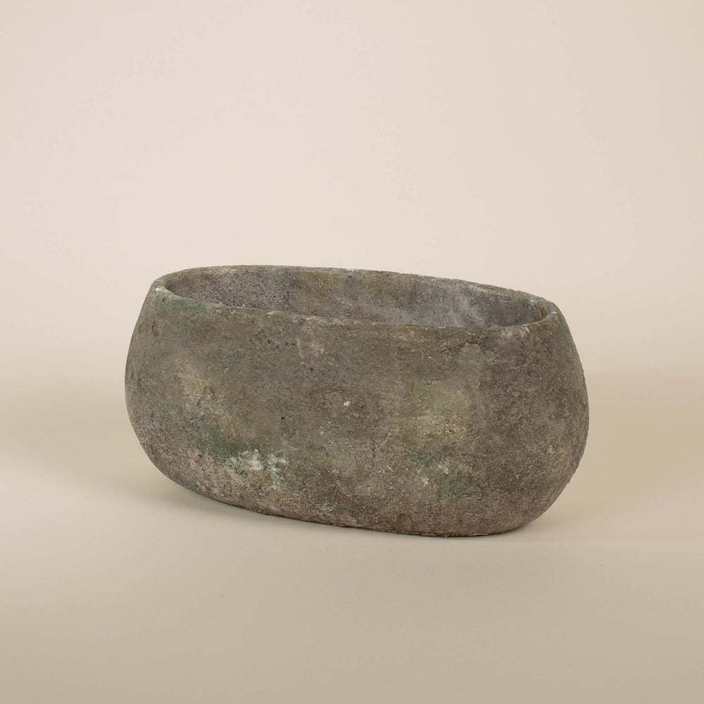 Distressed Stone Vase - Wide