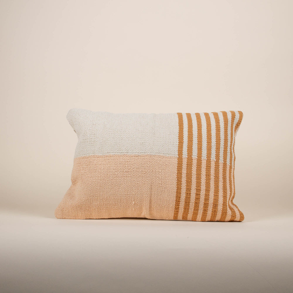 Earth Stripe Lumbar Pillow, Rust