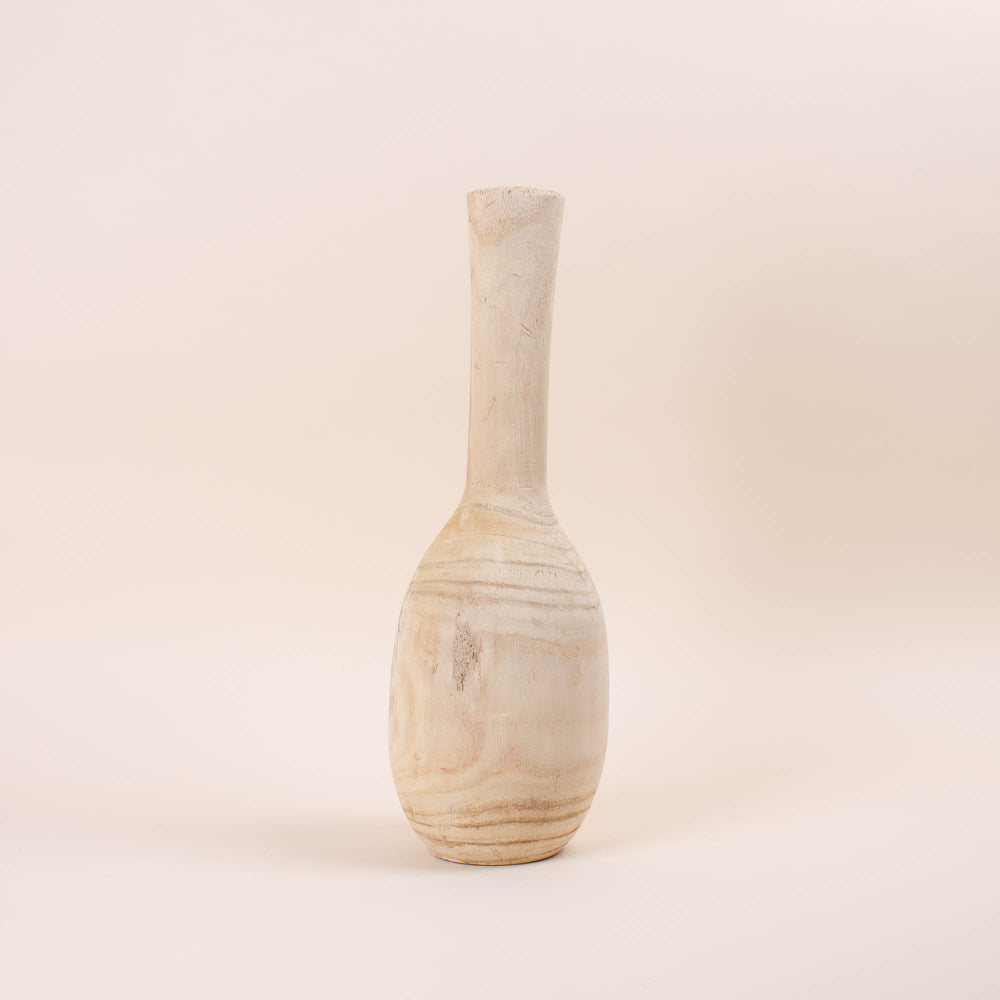 Large Carved Wood Vase