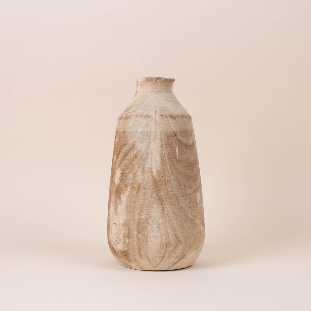 Medium Carved Wood Vase