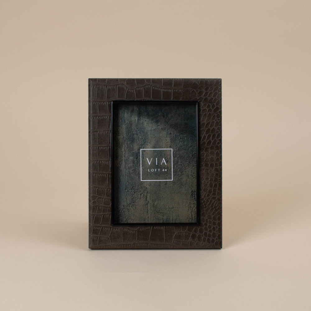 Faux Croc Brown Frame - 5x7