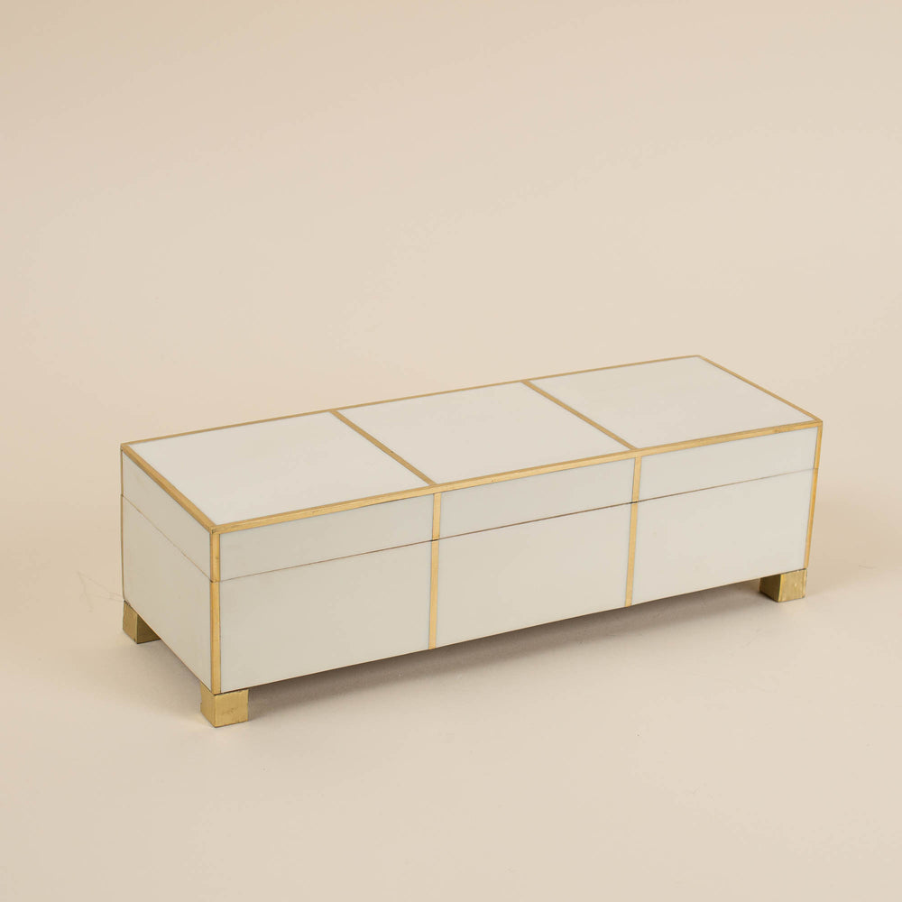 White Resin Brass Decorative Box