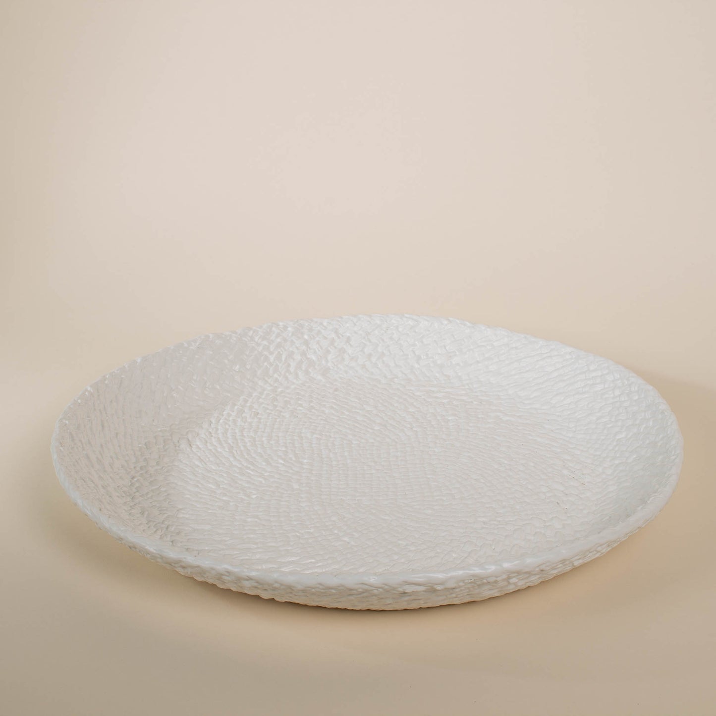 
                  
                    White Cross Weave Platter
                  
                