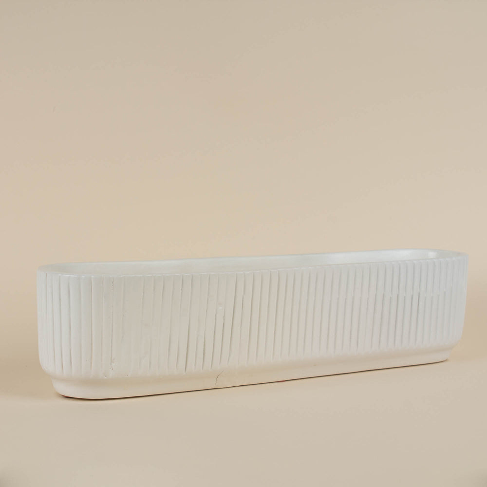 White Fluted Windowsill Planter