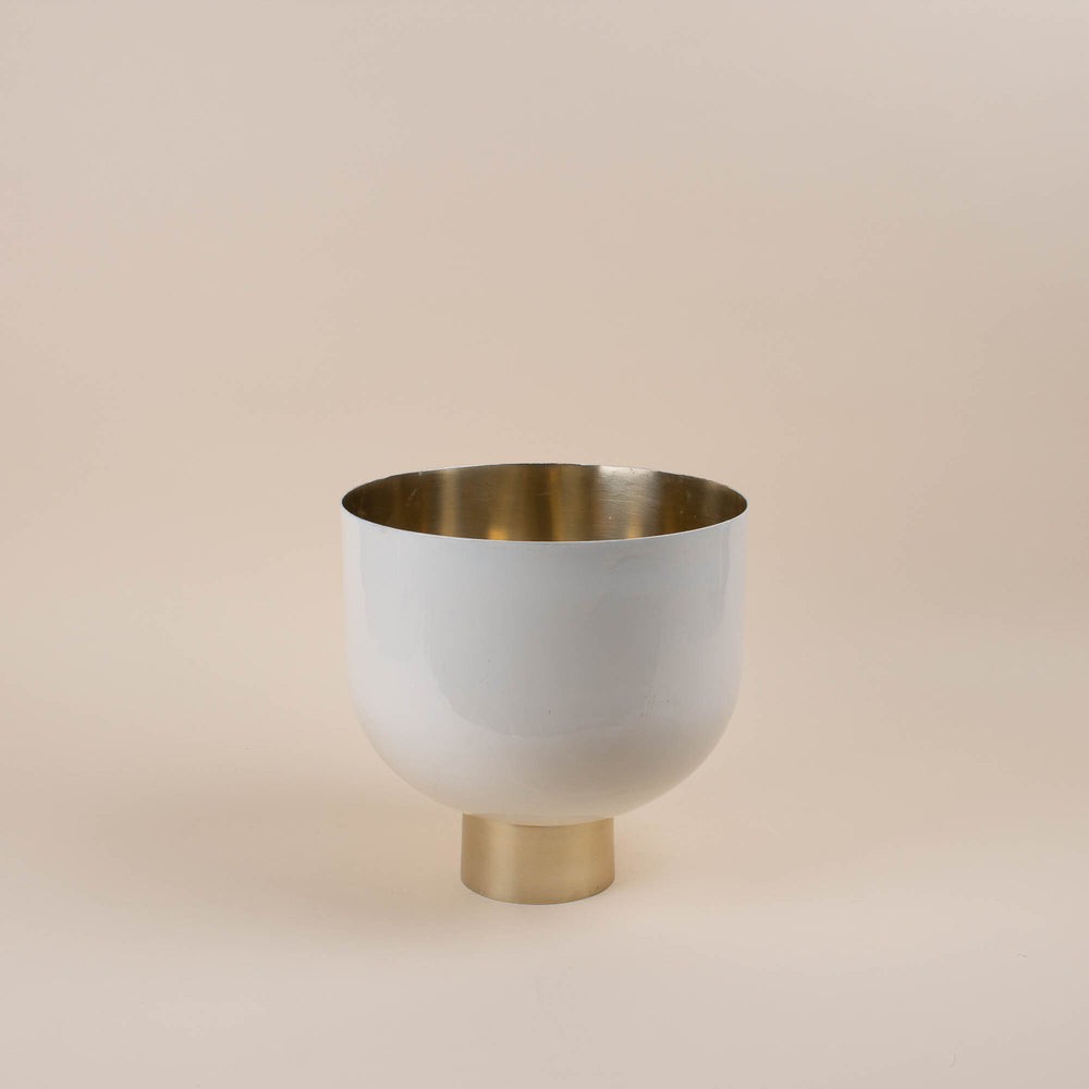 Hammered White Lacquered Bowl - Medium