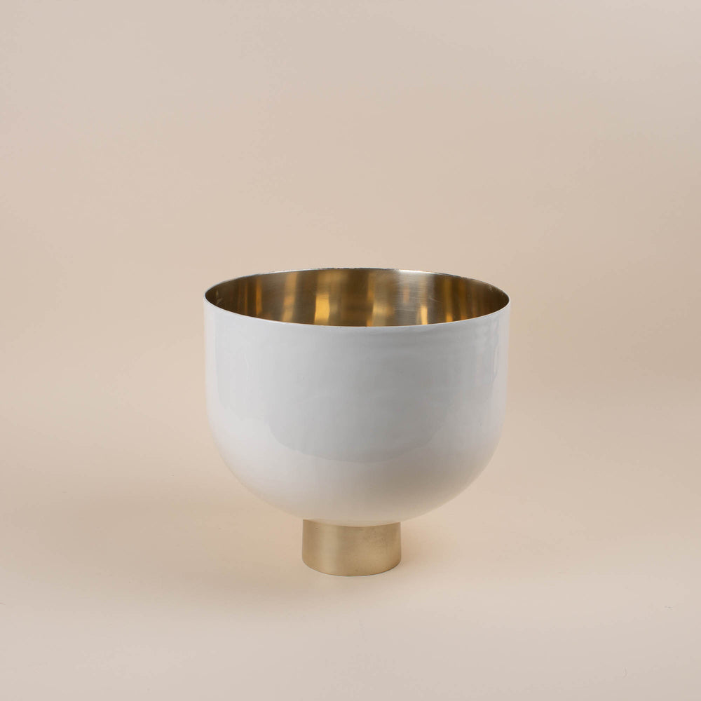 Hammered White Lacquered Bowl - Large