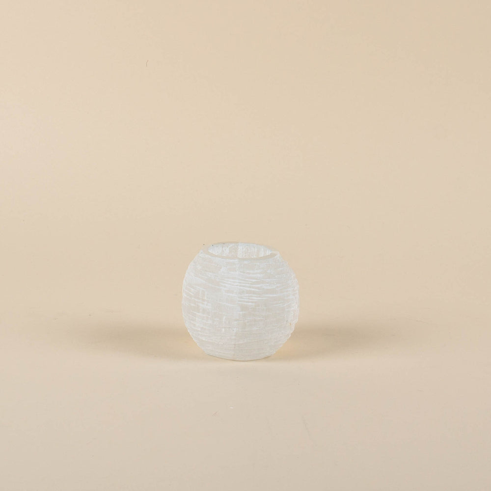 Glacier Selenite Sphere Candle Holder - Medium