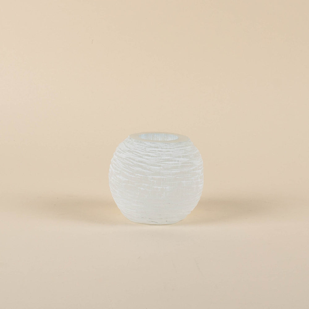 Glacier Selenite Sphere Candle Holder - Large